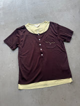 2-Layered Henley Rhinestone Tee