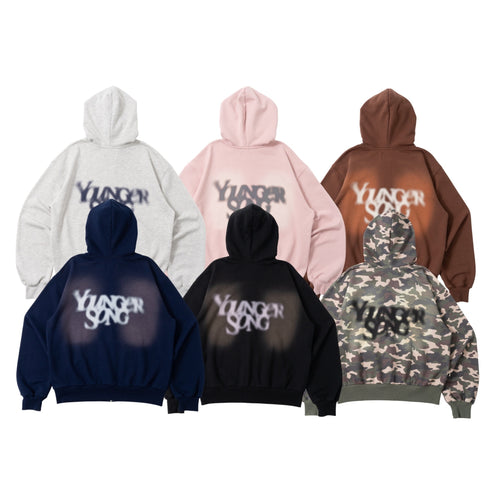 over dye universal logo zip hoodie