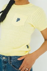 MSB patch logo cable knit top