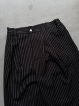 Wide-Pleated Striped Shorts