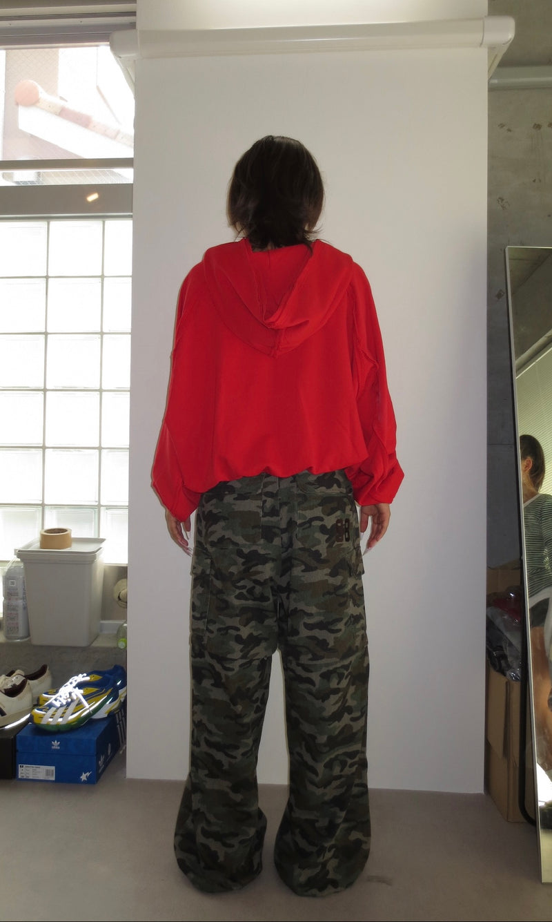 heart logo damage zip hoodie