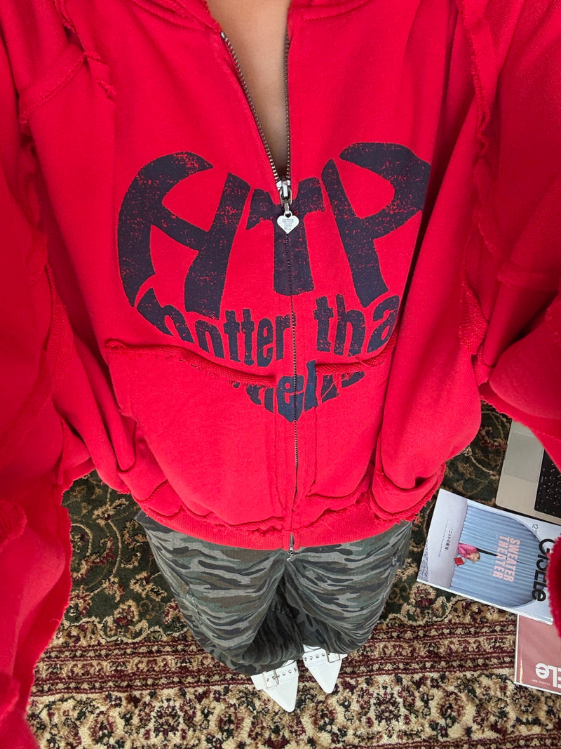 【HTH】heart logo damage zip hoodie heart logo damage zip hoodie – YZ