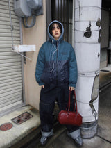 チェックのダウンジャケット 