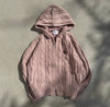 Powder wash cable knit zip hoodie