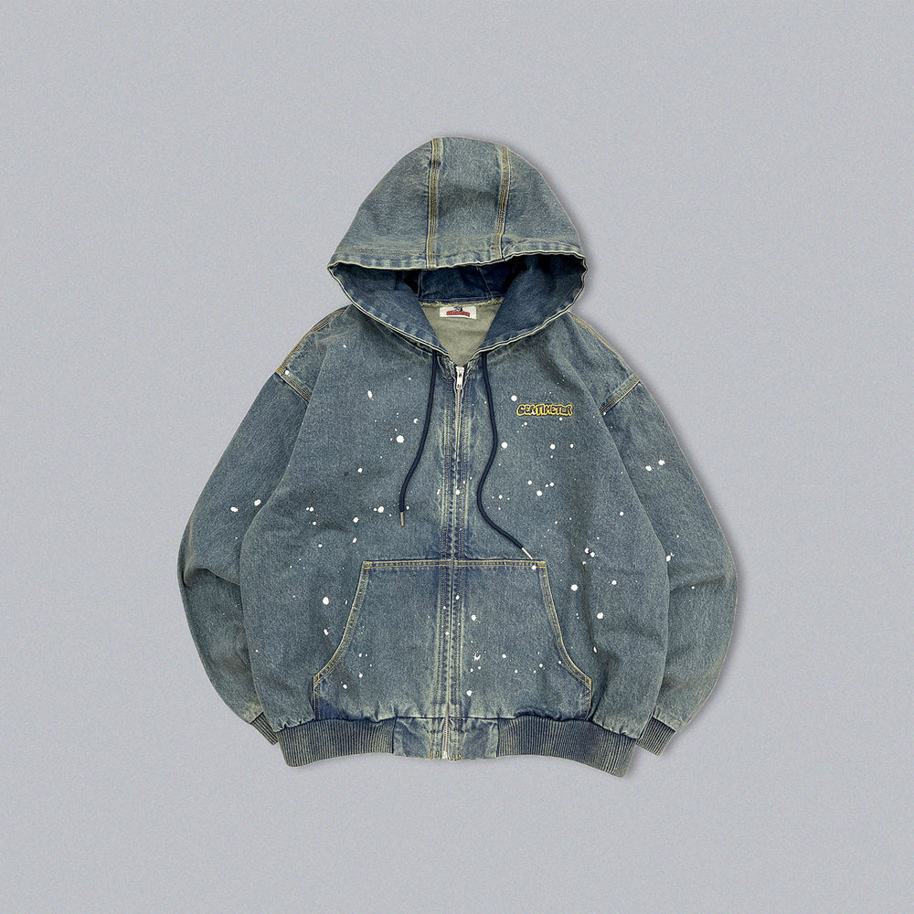 Ruler paint denim zip hoodie – YZ