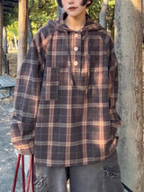 wool like check hood