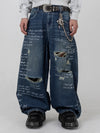 Typewriter Baggy Denim Pants