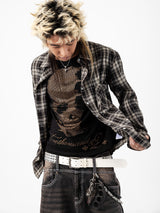 Rhinestone Checked Shirt 