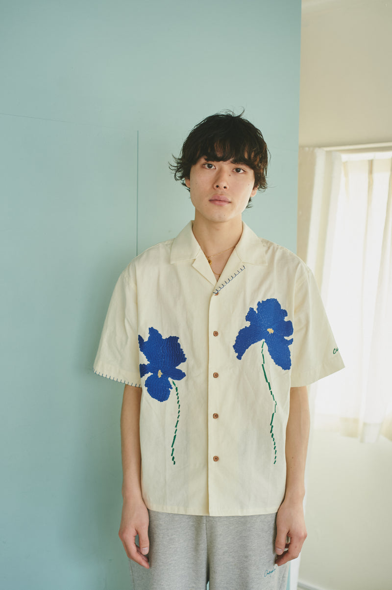 【新品未使用】flower embroidery shirt