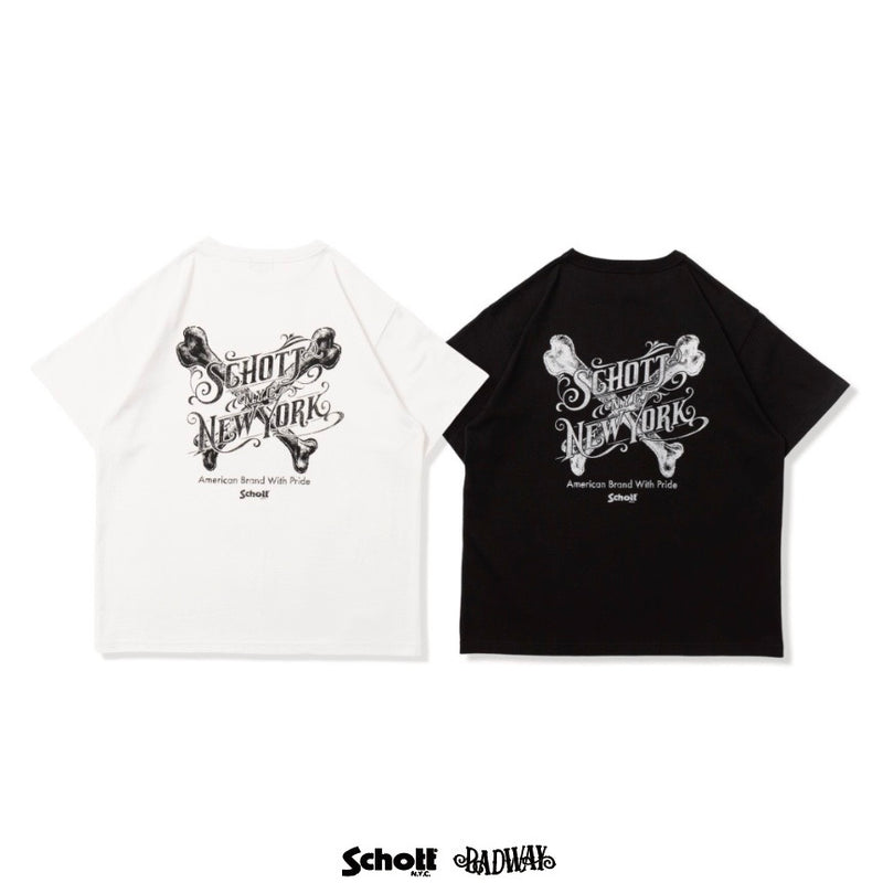 Schott×BADWAY skull graphic TEE