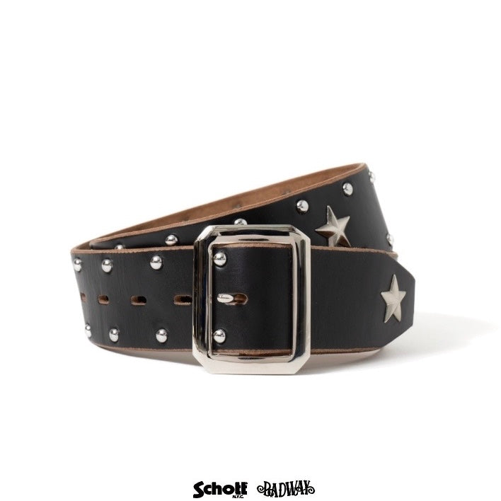 Schott×BADWAY ONESTAR studs belt