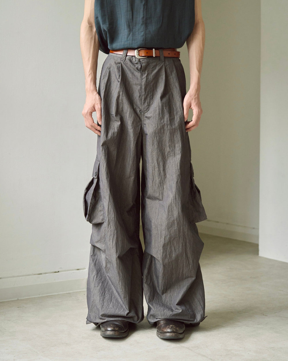 Camphor Wood ワイドバギーオーバーダイ汚れ加工デニム wide baggy overdye denim trousers / ワイドバギーオーバーダイ汚れ