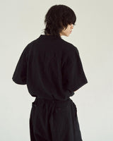 Cut Off Open Collar Belted H/S Jump Suit