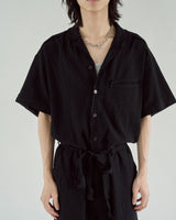 cut off open collar belted h/s jump suit