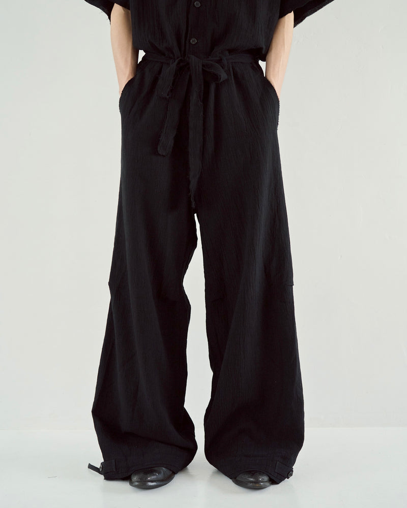 cut off open collar belted h/s jump suit