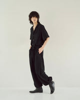 cut off open collar belted h/s jump suit