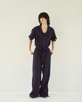 cut off open collar belted h/s jump suit