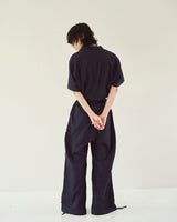 cut off open collar belted h/s jump suit