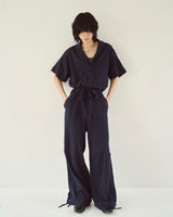 cut off open collar belted h/s jump suit