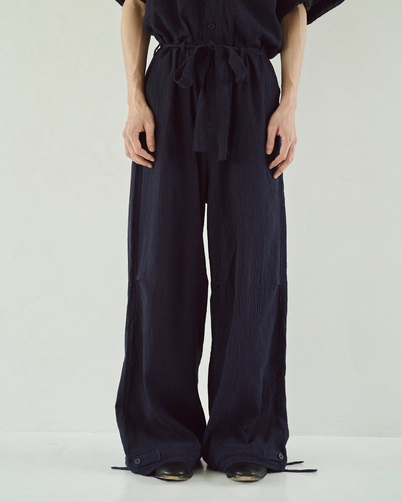 Cut Off Open Collar Belted H/S Jump Suit