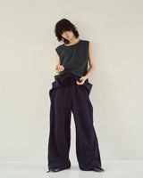 cut off open collar belted h/s jump suit