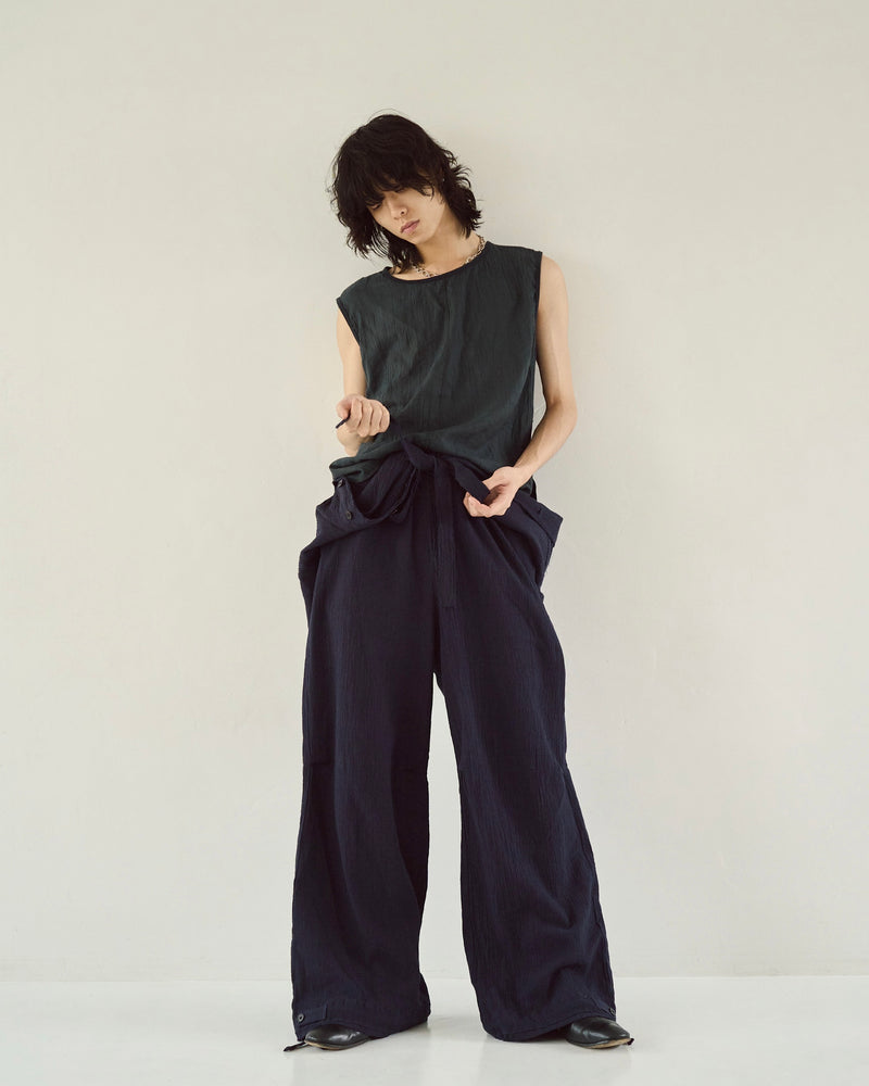 Cut Off Open Collar Belted H/S Jump Suit