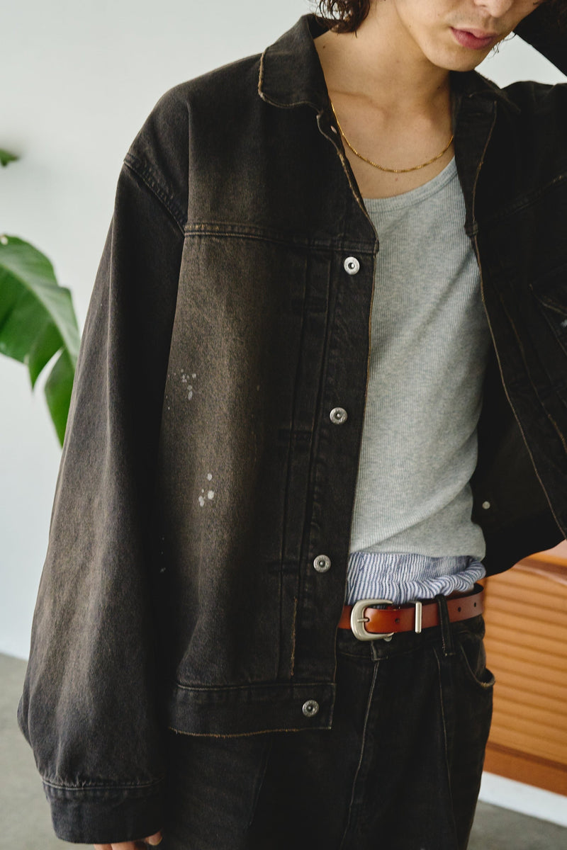 TYPE-1 wide broken denim trucker jacket