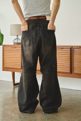 wide baggy broken denim trousers