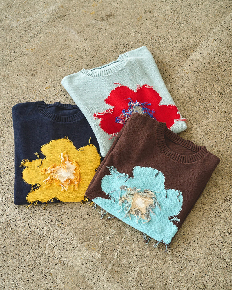 Inside Out Flower Motif Cotton Sweater