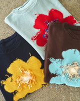 Inside Out Flower Motif Cotton Sweater