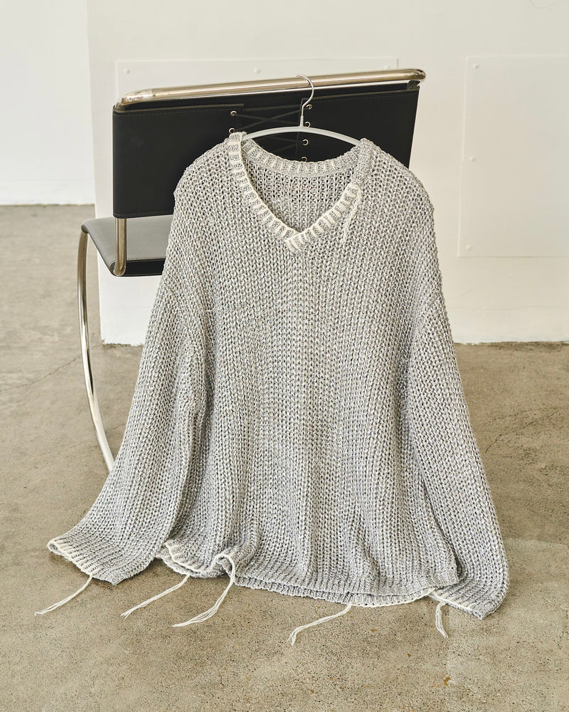 sparkle stitching v neck sweater