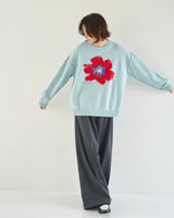 Inside Out Flower Motif Cotton Sweater