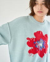 Inside Out Flower Motif Cotton Sweater