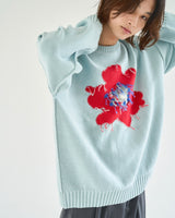 Inside Out Flower Motif Cotton Sweater