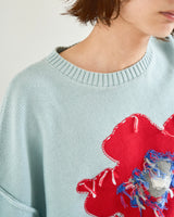 Inside Out Flower Motif Cotton Sweater