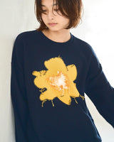 Inside Out Flower Motif Cotton Sweater