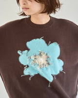 Inside Out Flower Motif Cotton Sweater