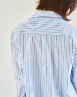 flower embroidery cut off stripe l/s shirt