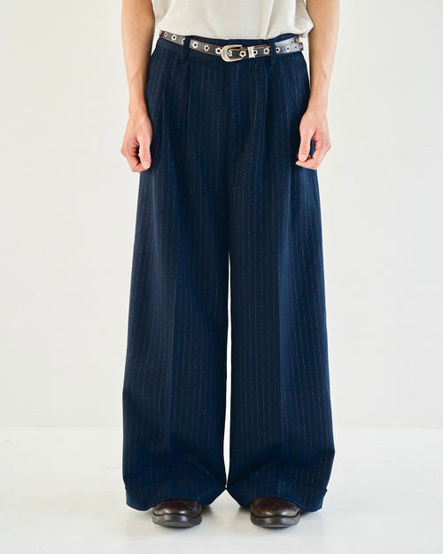 2tuck wide baggy flare rame slacks