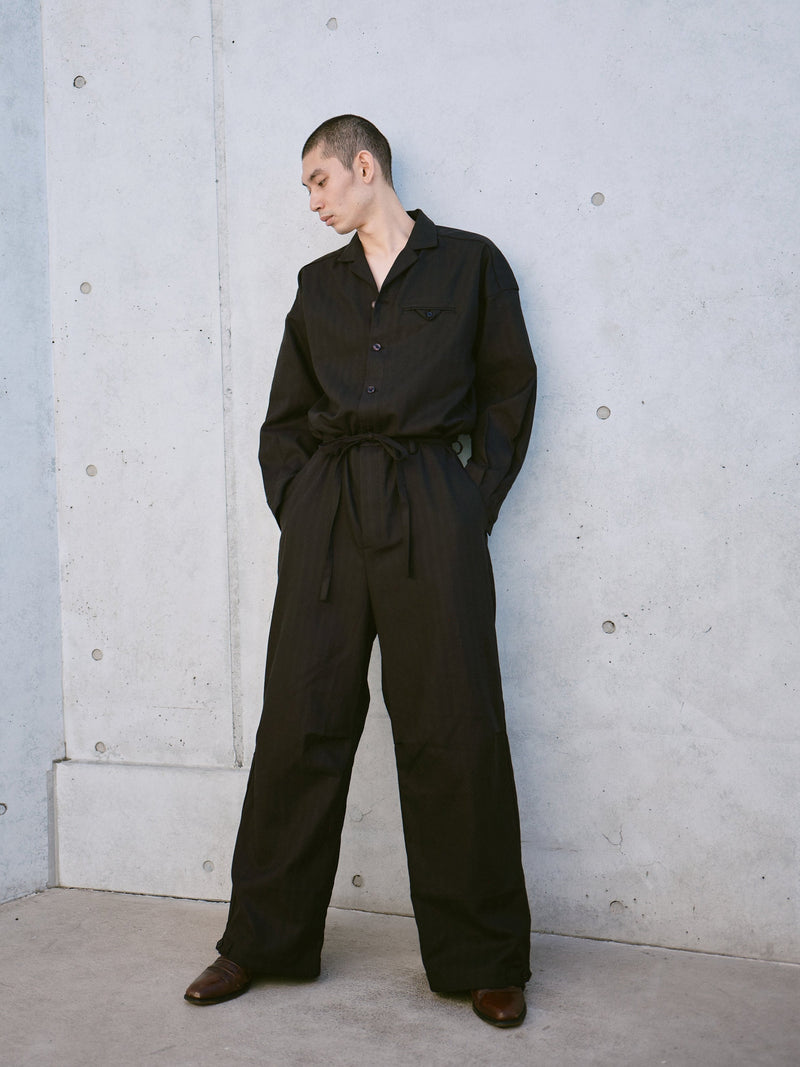 open collar belted assort l/s jump suit