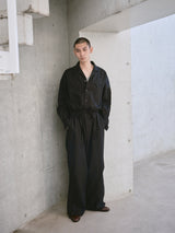 open collar belted assort l/s jump suit