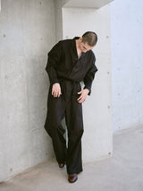 open collar belted assort l/s jump suit