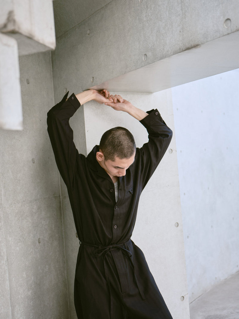 open collar belted assort l/s jump suit