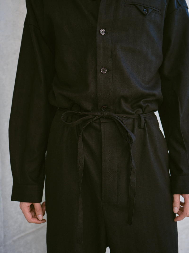 open collar belted assort l/s jump suit