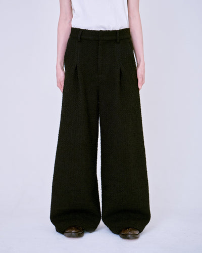 1tuck super baggy tweed slacks