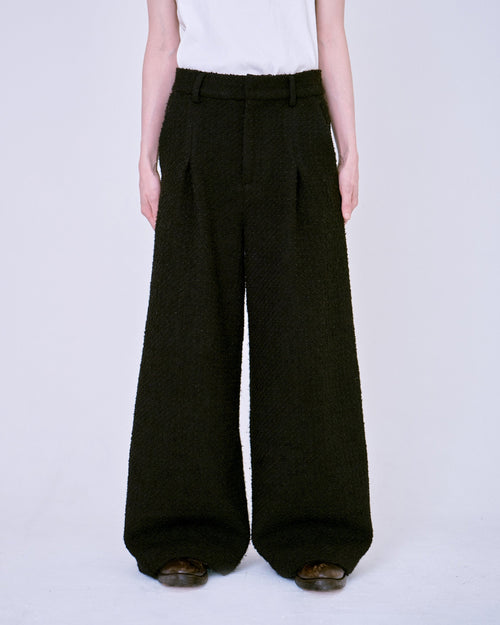 1tuck super baggy tweed slacks