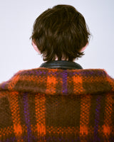 brushed check drivers knit jacket