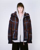 brushed check drivers knit jacket