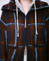 brushed check drivers knit jacket