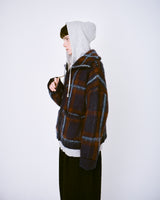 brushed check drivers knit jacket